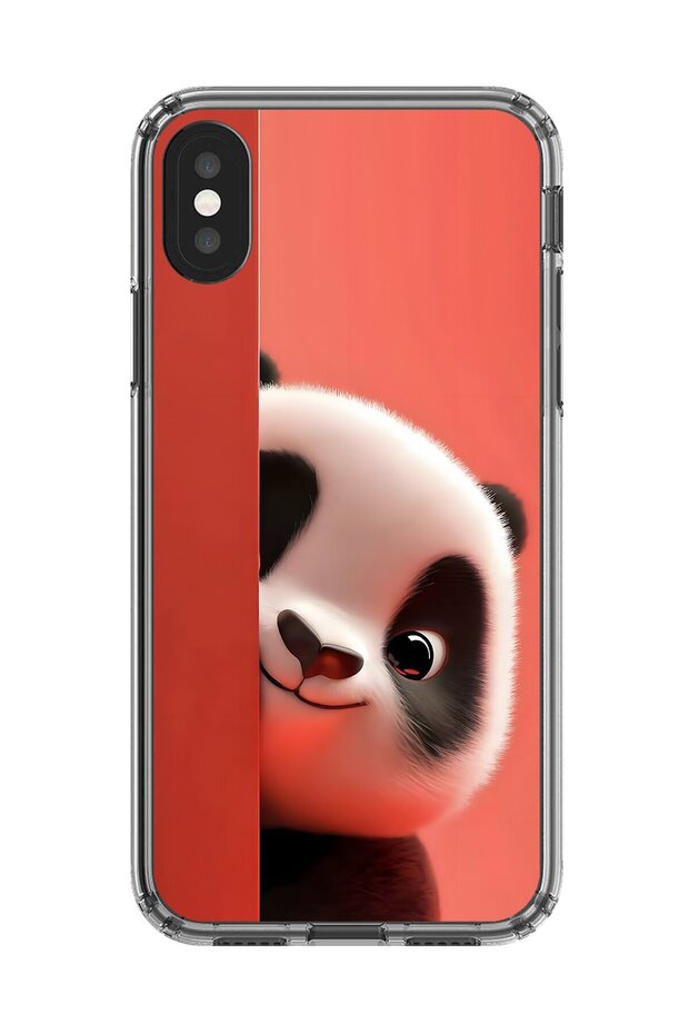 حافظة شفافة متوافقة مع هاتف iPhone XS 4 بتصميم الباندا القطيفة