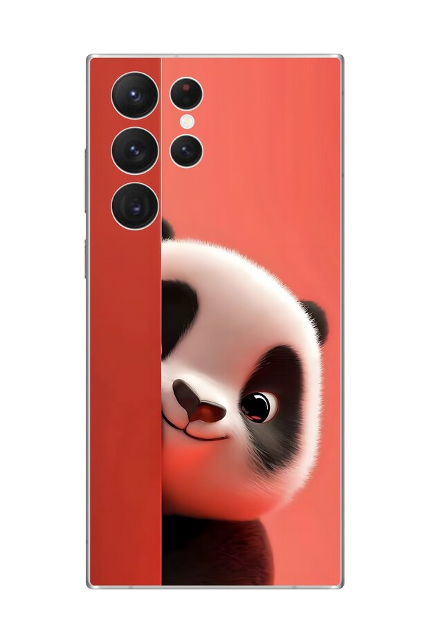 Samsung Galaxy S22 Ultra Compatible Transparent Case 4 Plush Panda Design