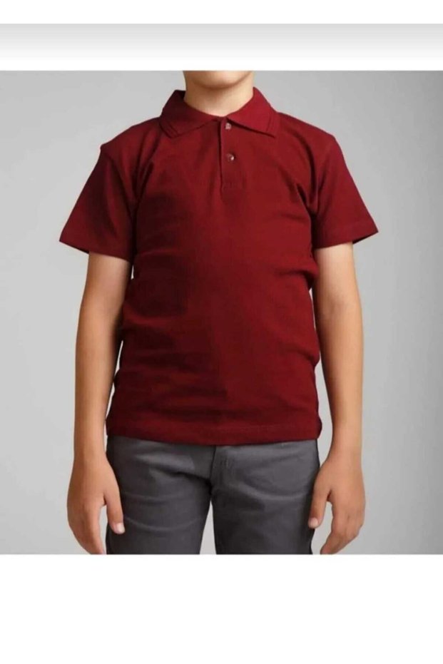 Children Girl-Boy Bordo Short Sleeve 100% Cotton Daily and School Lakos