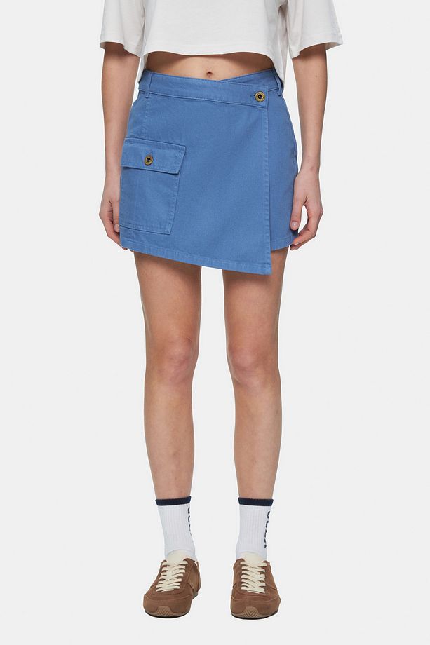 LINDA Mavi Yıkamalı Denim Şort Etek Standard Fit Kadın Şort - 4