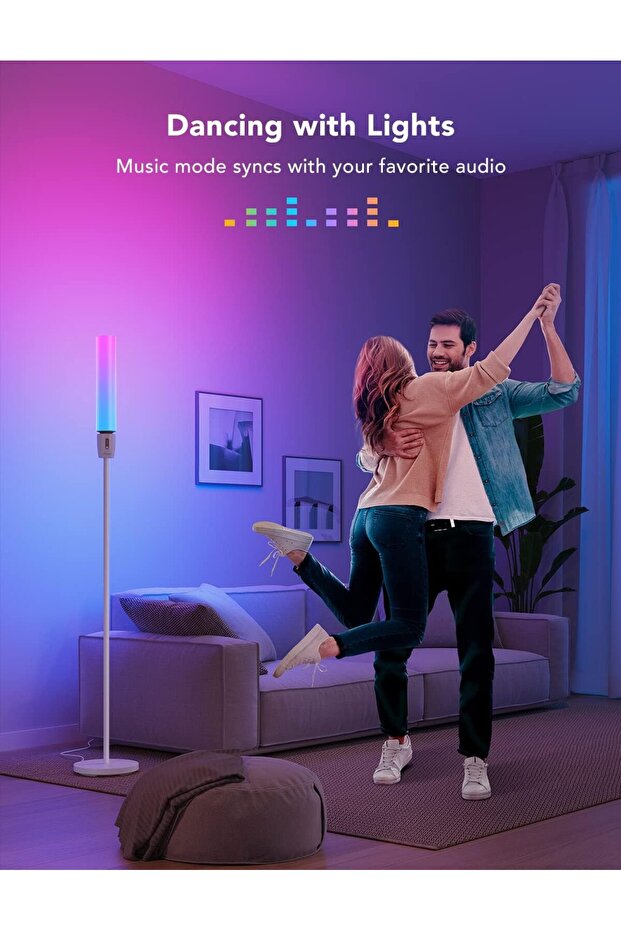RGBIC Cylindrical LED Floor Lamp with Wi-Fi App Control, Smart Lamp with 64+ Scenes, DIY Mode, - 2
