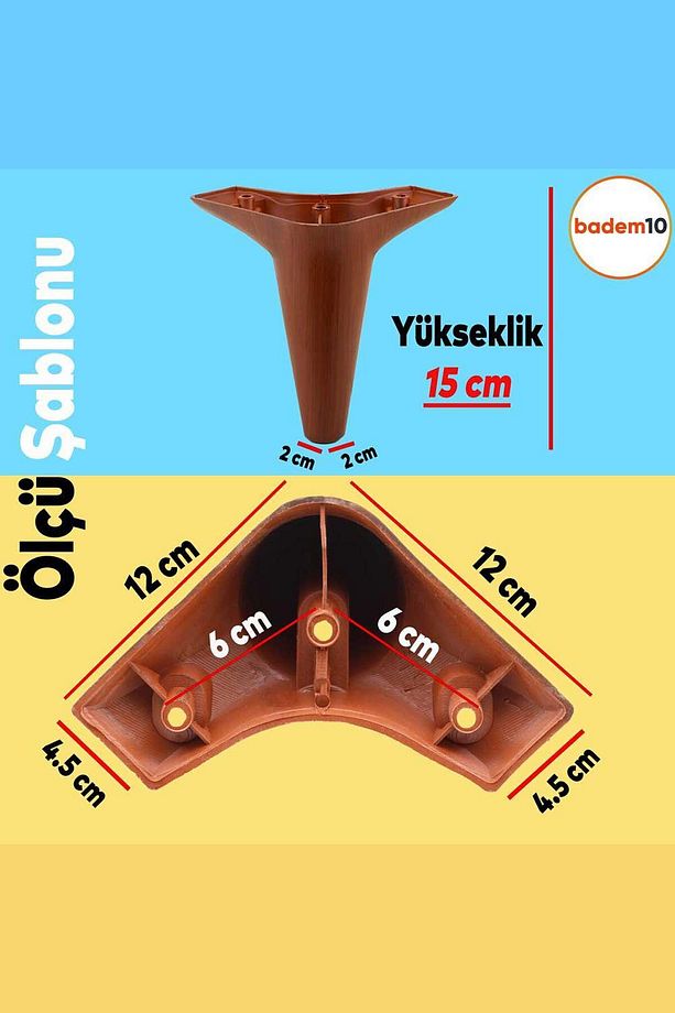Lüks Ahşap Desenli 15 Cm Mobilya Kanepe Koltuk Tv Ünitesi Yükseltici Yükseltme Ayağı Ayakları - 2
