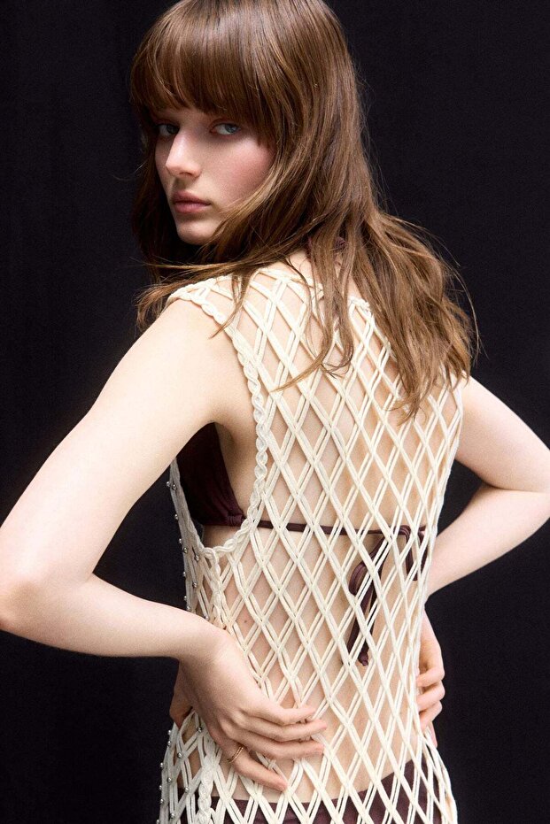 فستان شبكي مهدب - 4