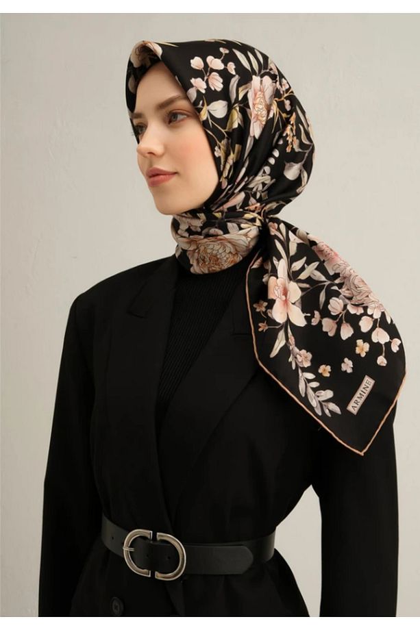 Tivil Ipek Eşarp 9347-04 Siyah Karışık Desen - 1