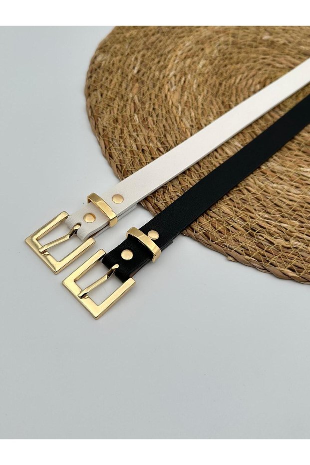 2-Piece Square Buckle Women's Belt, Jacket Belt, Pantalon Belt, Shirt Belt, Dress Belt