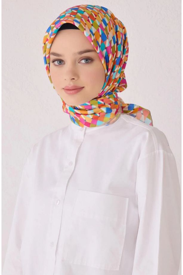Tivil İpek Eşarp 4059-02 Pembe Karışık Desen - 1