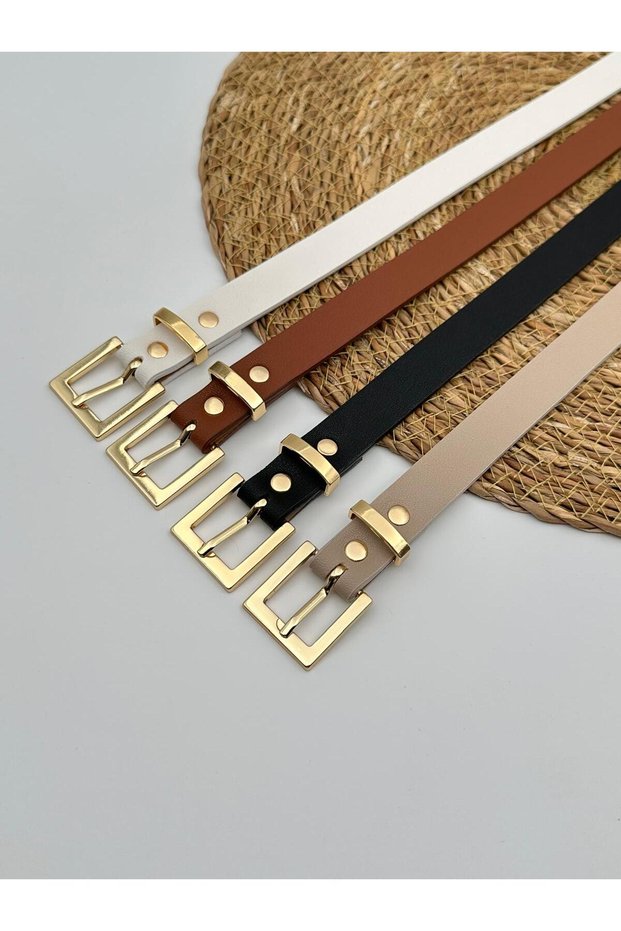 4-Piece Square Buckle Women's Belt, Jacket Belt, Pantalon Belt, Shirt Belt, Dress Belt