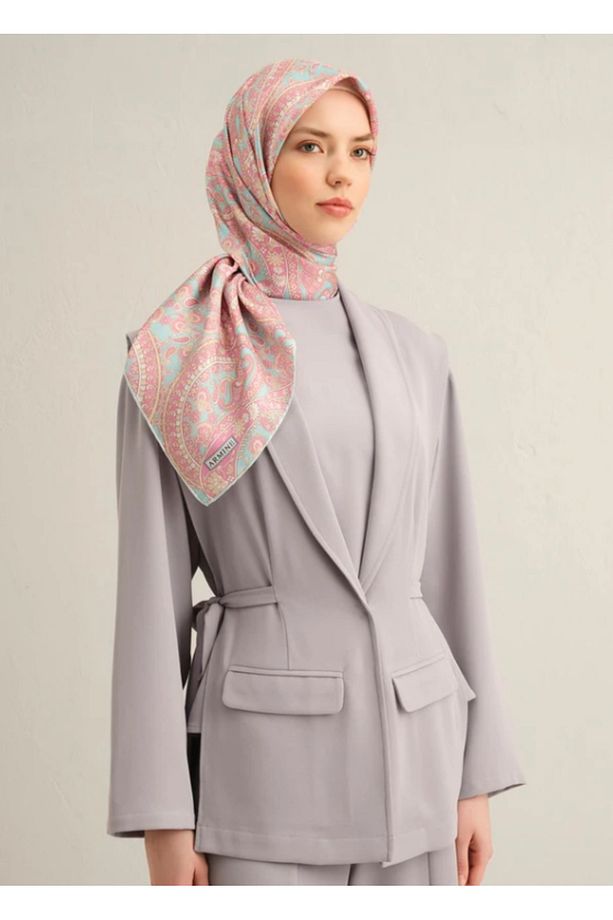 Tivil İpek Eşarp 9304-31 Mavi Karışık Desen - 1