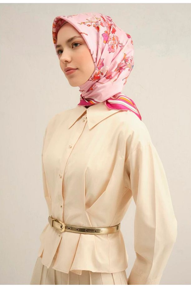 Tivil Ipek Eşarp 9316-50 Pembe Karışık Desen - 1