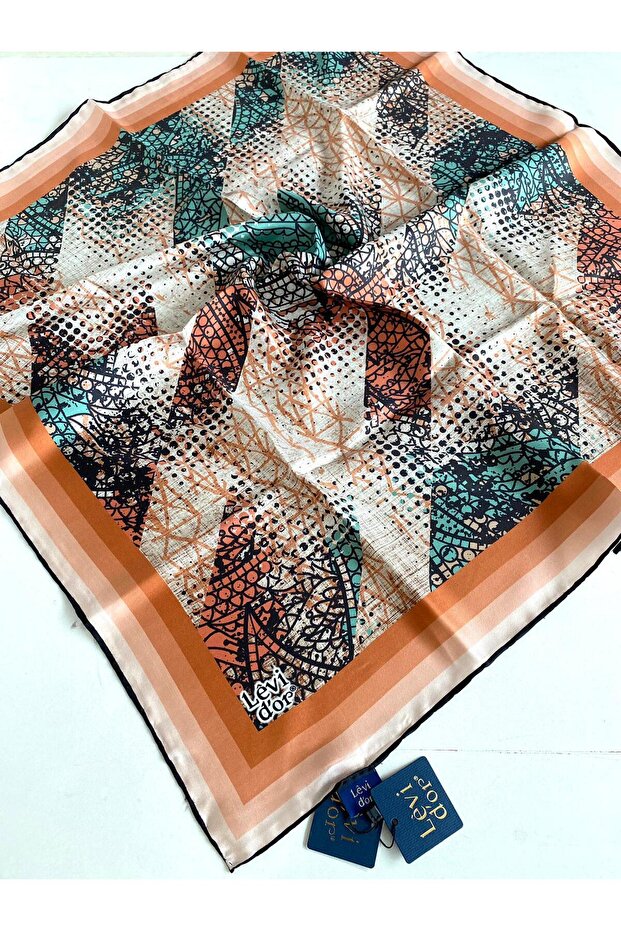 وشاح حرير تيفيل 43974 نمط برتقالي مختلط - 1