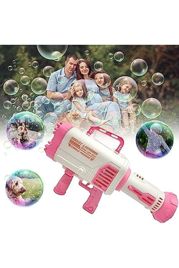 Bubble blaster Machine with 32 Nozzles and Bubble Solution, Pink - 2