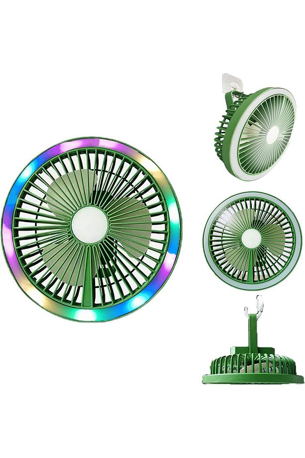 Küçük Masa Fanı Kişisel Fan USB ile Çalışan Taşınabilir Fan, 3 Hız Miti Renkli LED Ortam Işığı - 5