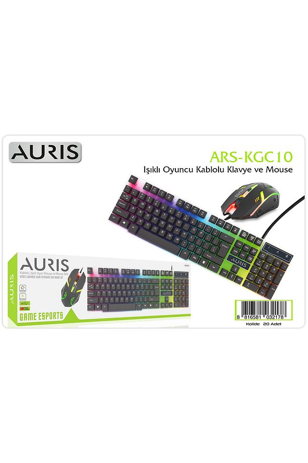ARS-KGC10 Işıklı Oyuncu Kablolu Klavye ve Mouse Set - 1