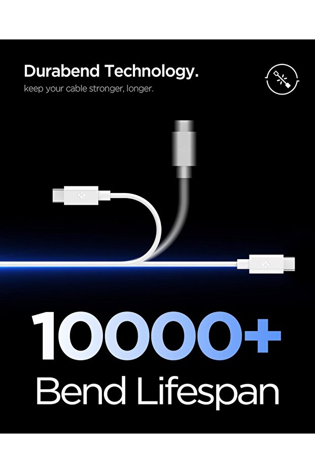 Spigen Essential USB-C to USB-C Cable [2 Meter] 6.6 Feet Fast Charging 60W 10,000+ Bends – White - 3