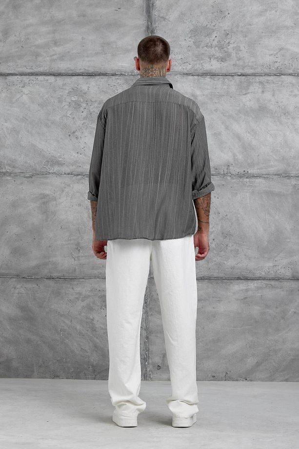 Antrasit Sülfür Çilek Model Oversize Gömlek - 6