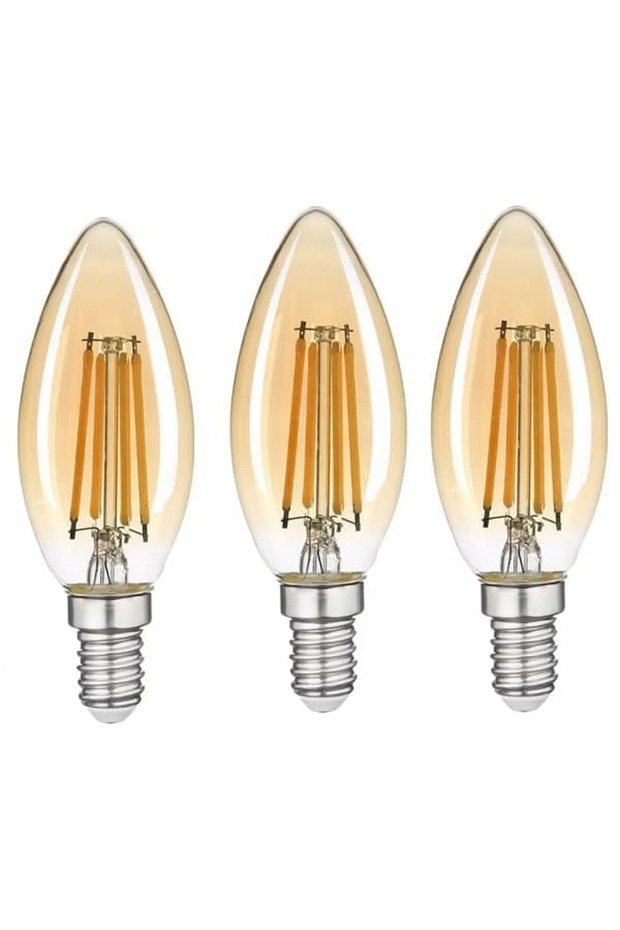 Rustik Led Ampül C35 Amber Işık 220V 4W E14 3 Adet - 1