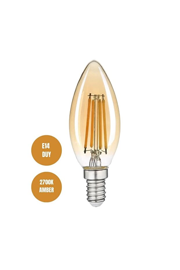 Rustik Led Ampül C35 Amber Işık 220V 4W E14 3 Adet - 2