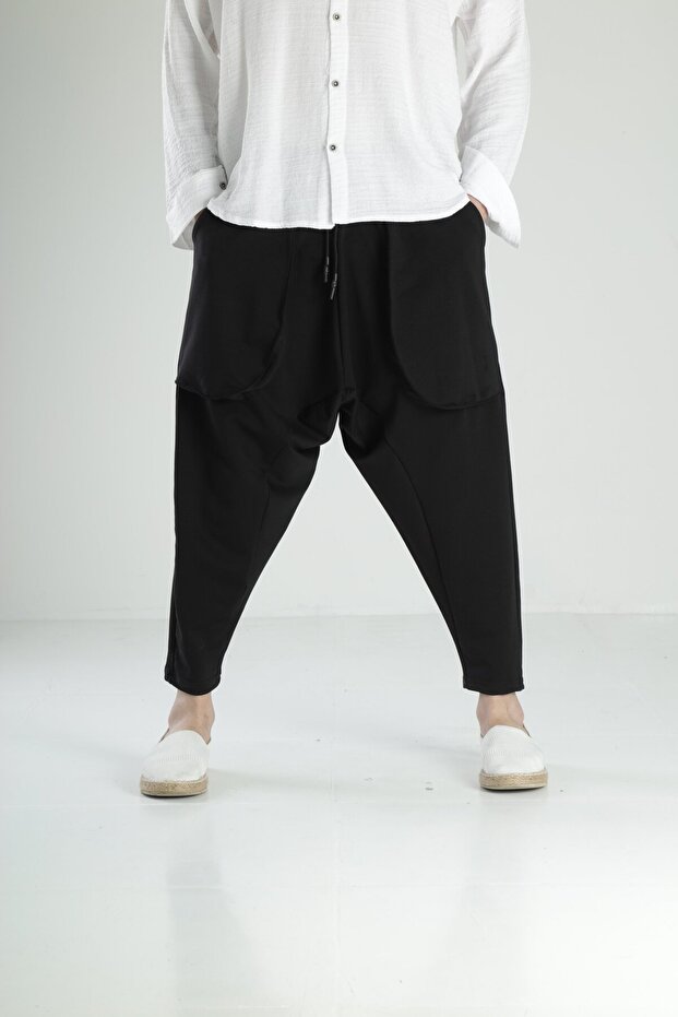 Double Face Avangard Siyah Şalvar - 1