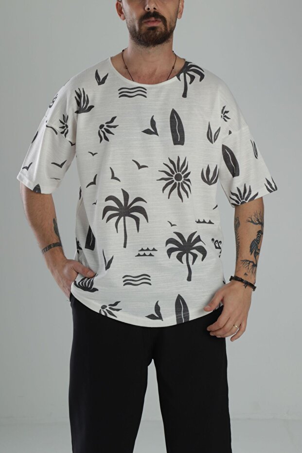 Boho Patterned Oversize T-Shirt - 1