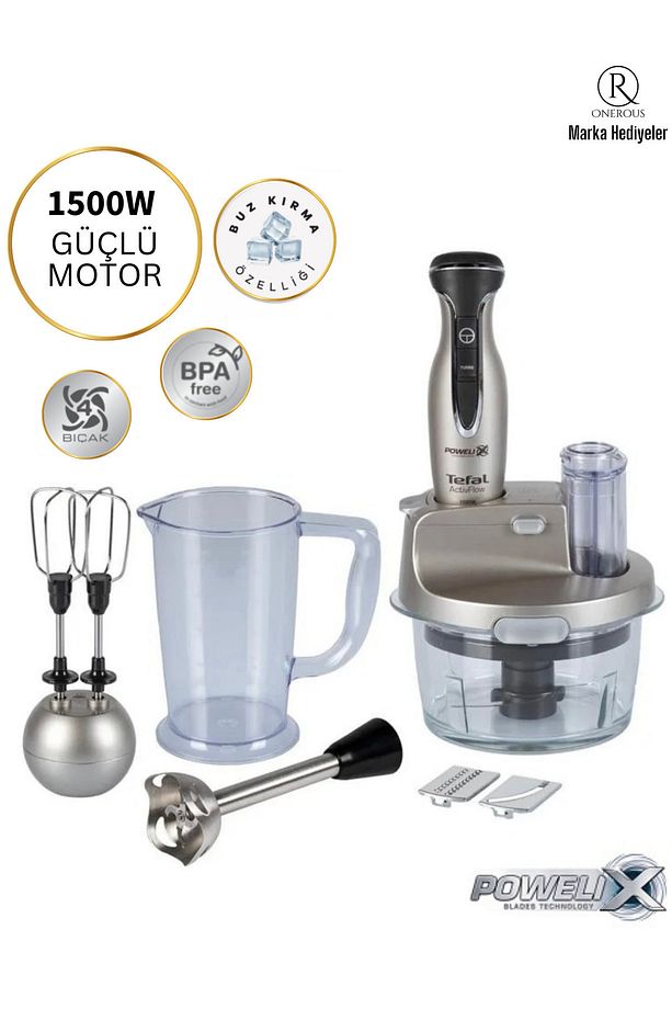 Powelix Teknolojili 4 Bıçaklı Blender Mutfak Robotu Seti - 1500w Güçlü Premium Set - 1