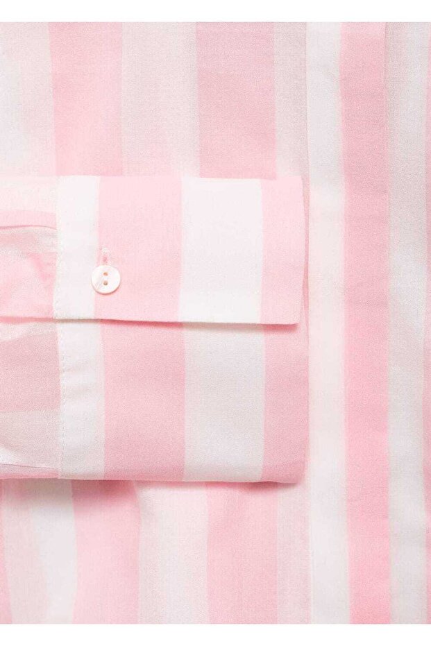 Çizgili pamuklu gömlek - 7