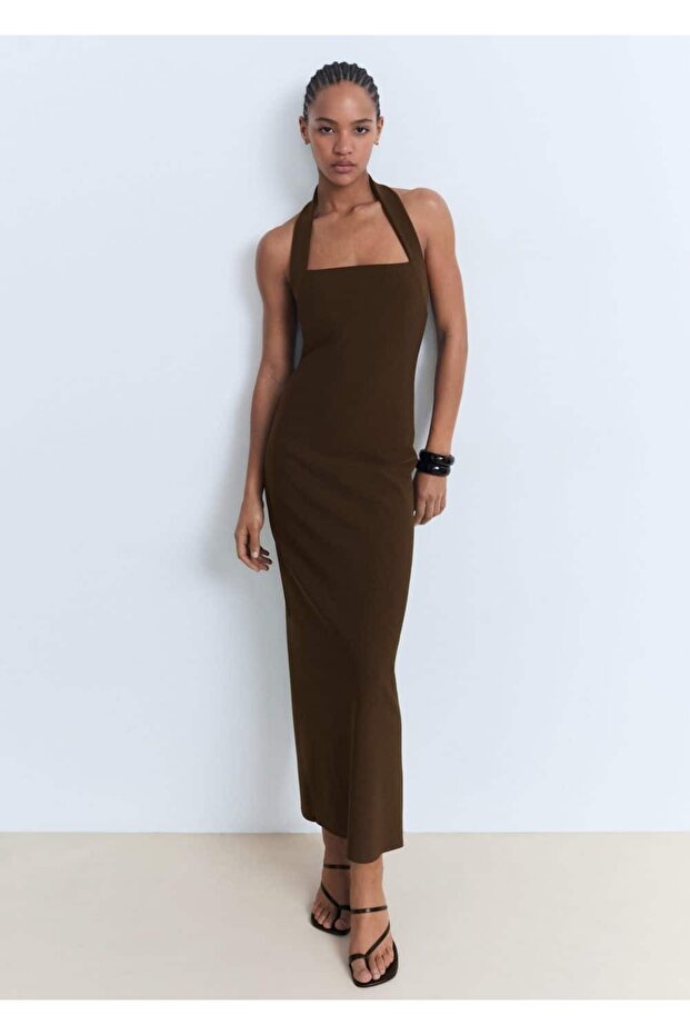 Halter yaka uzun elbise - 2