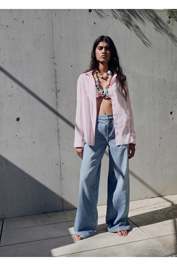 Çizgili pamuklu gömlek - 2