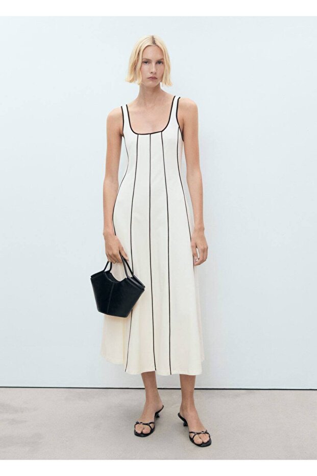 Çizgili pamuklu elbise - 2