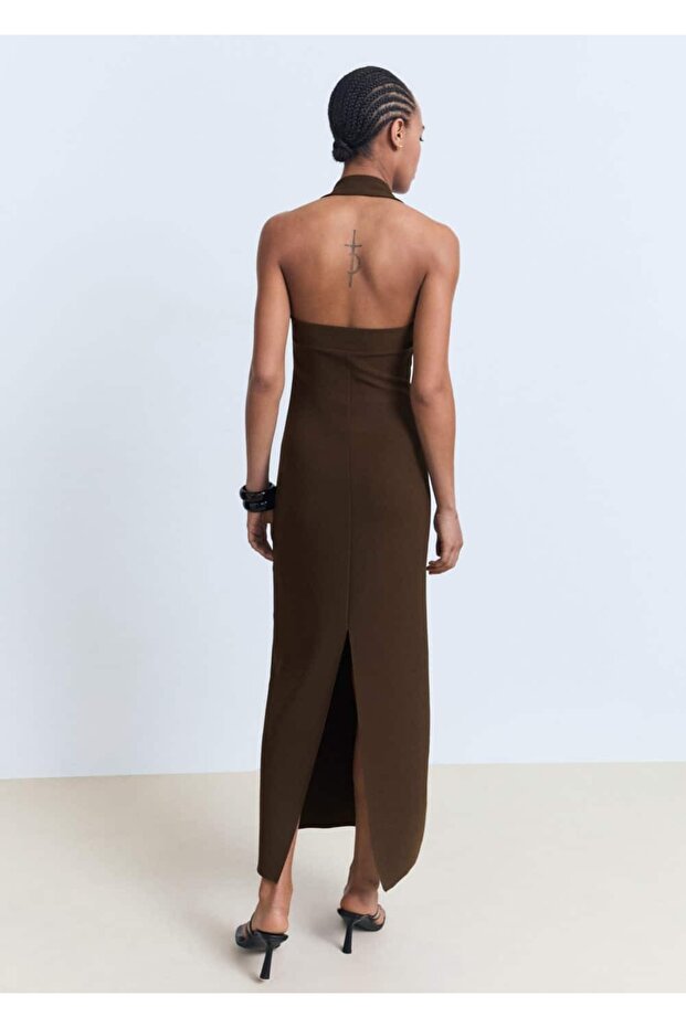 Halter yaka uzun elbise - 4