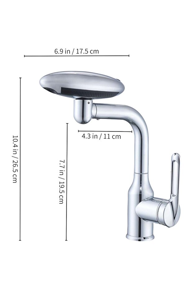 Ceramic Cartridge Basin Mixer 4 Functions Rotating Spout Glossy Chrome Connections Included EC02 - 8