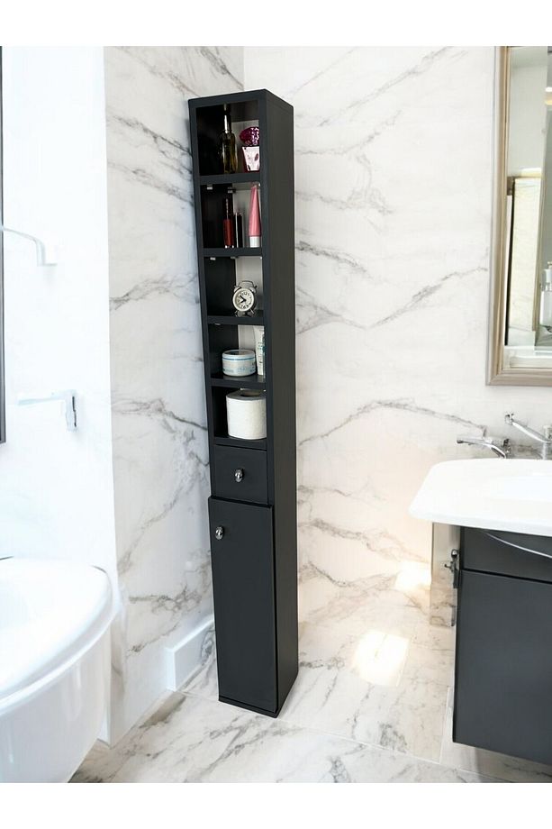 WC Klozet Rafı, Tuvalet Kağıtlığı, %100 MDF Banyo Düzenleyici Raf, Banyo Lavabo Dolabı, WC Kağıtlık - 1