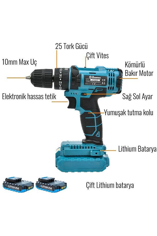 Profesyonel Kaliteli 24 Volt Şarjlı Darbeli Matkap Seti 24 Parça Uç Setli Dayanıklı Kırmızı Matkap - 7