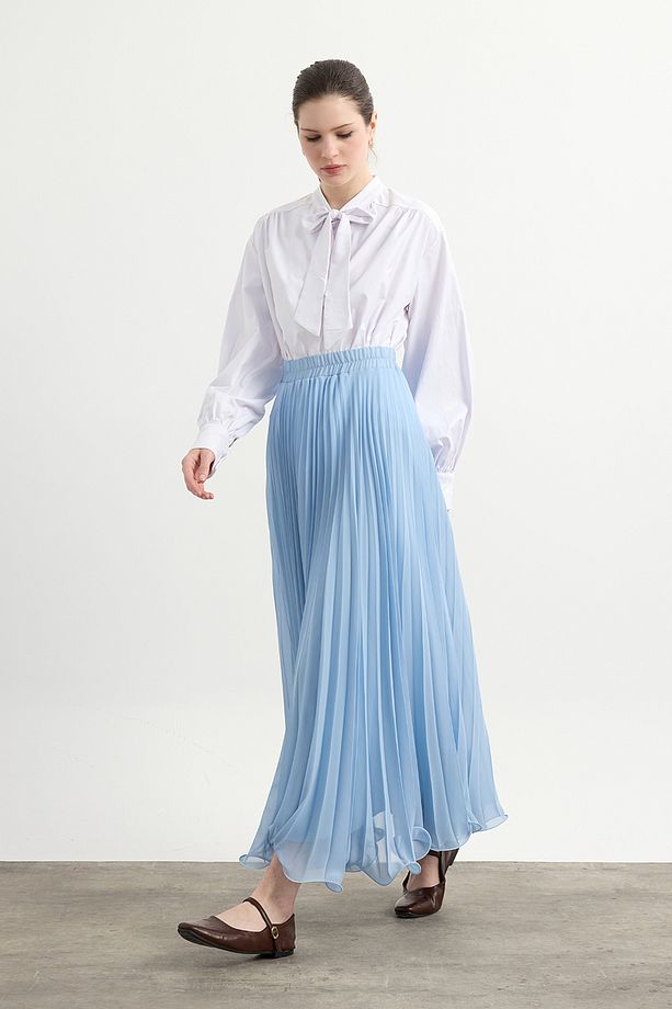 Bebe Mavisi Misinalı Şifon Etek - 4