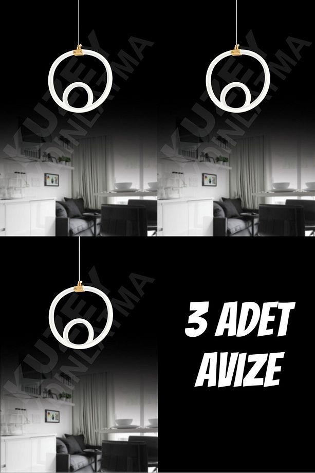 3 ADET BİRARADA SARKIT TEKLİ LED AVİZE - 1