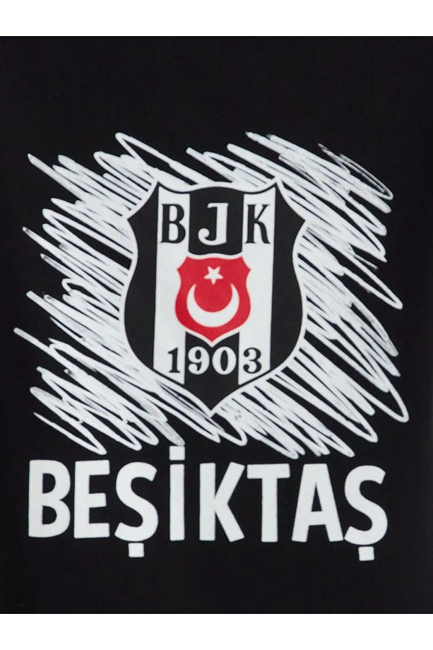 LCW Baby 1903 BJK Taraftar Baskılı Yüksek Pamuklu Erkek Bebek Şortlu Pijama Takım - 3
