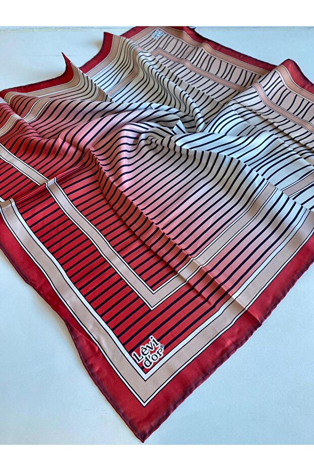 Tivil Silk Scarf 39261 Red Mixed Pattern
