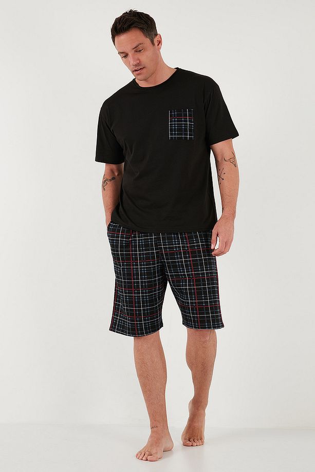 Kareli Regular Fit Pamuklu Bisiklet Yaka Kısa Kollu Şortlu Pijama Takımı Erkek PİJAMA TAKIMI - 6