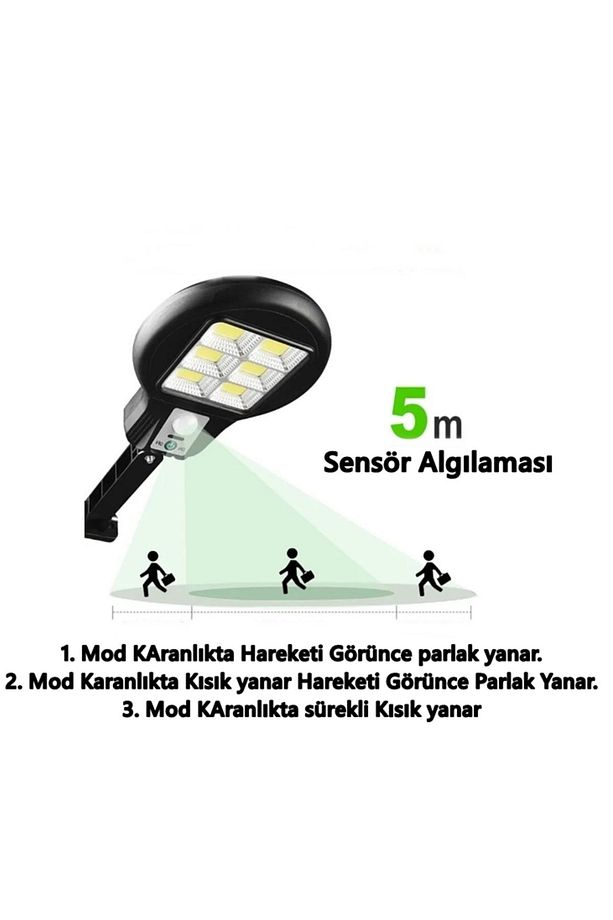 Ledli Sensörlü Solar Sokak Lambası Güneş Enerjili 48 Led'li Solar Bahçe Aydınlatma Modeli - 4