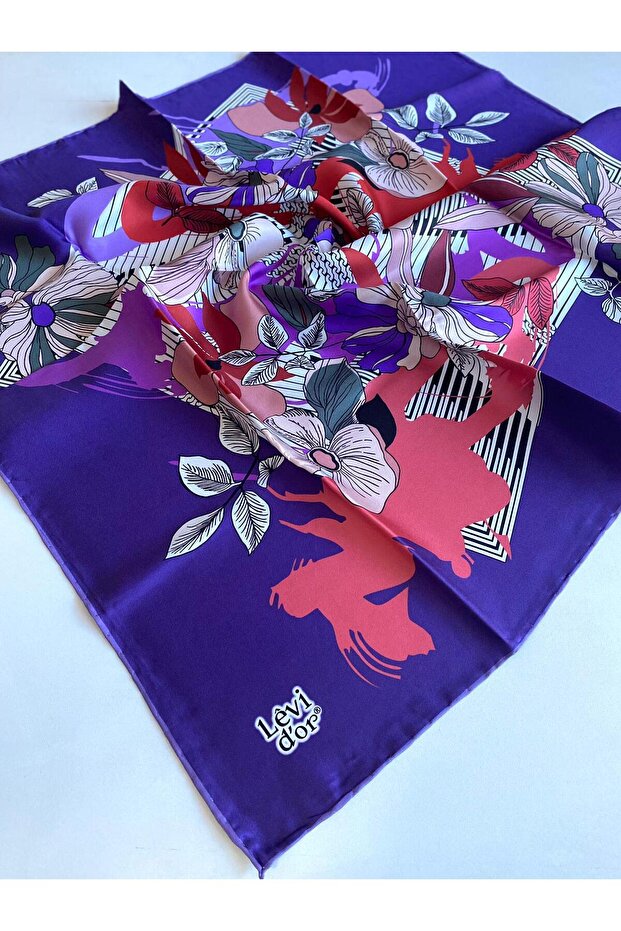 Tivil Silk Scarf 40087 Purple Mixed Pattern