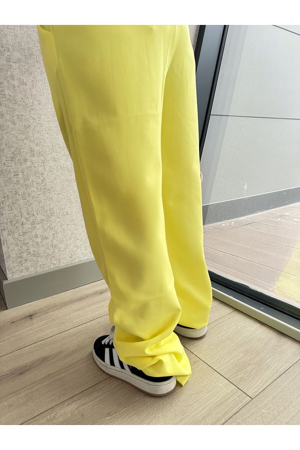 Neon Baggy Yüksek Bel Esnek Bol Paça Eşofman Altı - 4