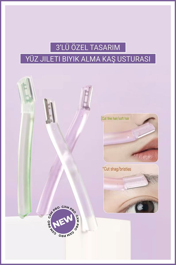 Kaş Usturası 3'lü Yüz Jileti Bıyık Alma Kaş Usturası Epilasyon Kaş Ustra Kaş Jileti Bıyık Jileti - 2