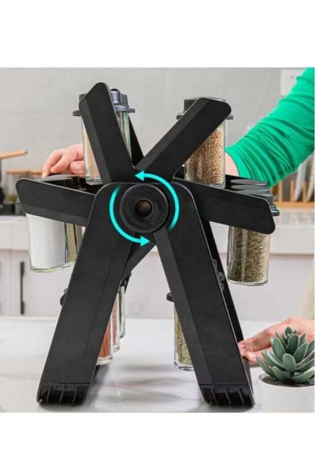Organizer and Hold For Spices And Seasoning In The Shape of Rotating Wheel Containing 18 Containers - 2