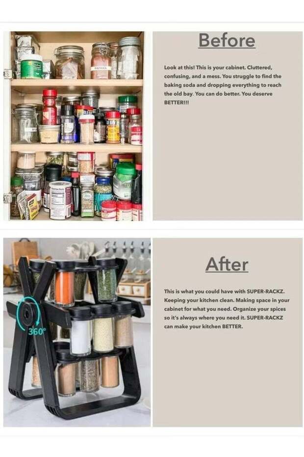 Organizer and Hold For Spices And Seasoning In The Shape of Rotating Wheel Containing 18 Containers - 8