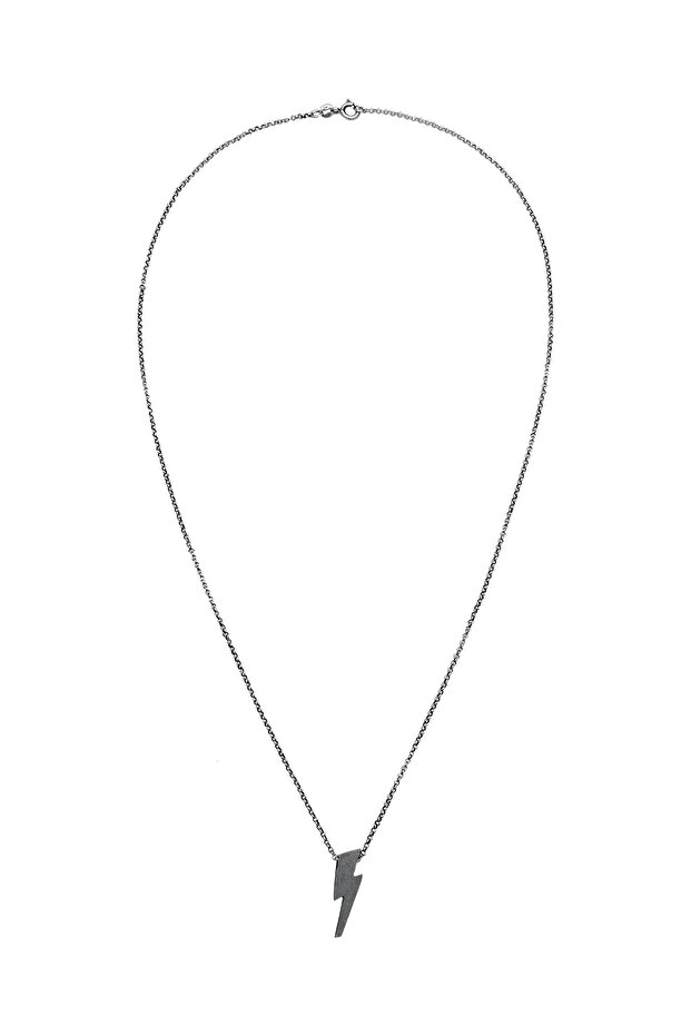 Pánský náhrdelník s přívěskem blesk, oxidovaný, použitý vzhled, trendy, stříbro 925 - 3