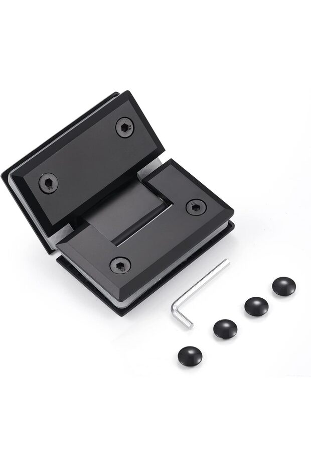 Heavy Duty Shower Glass Door Hinge, 5mm Thick 304 Stainless Steel, Glass to Glass Mount, Black