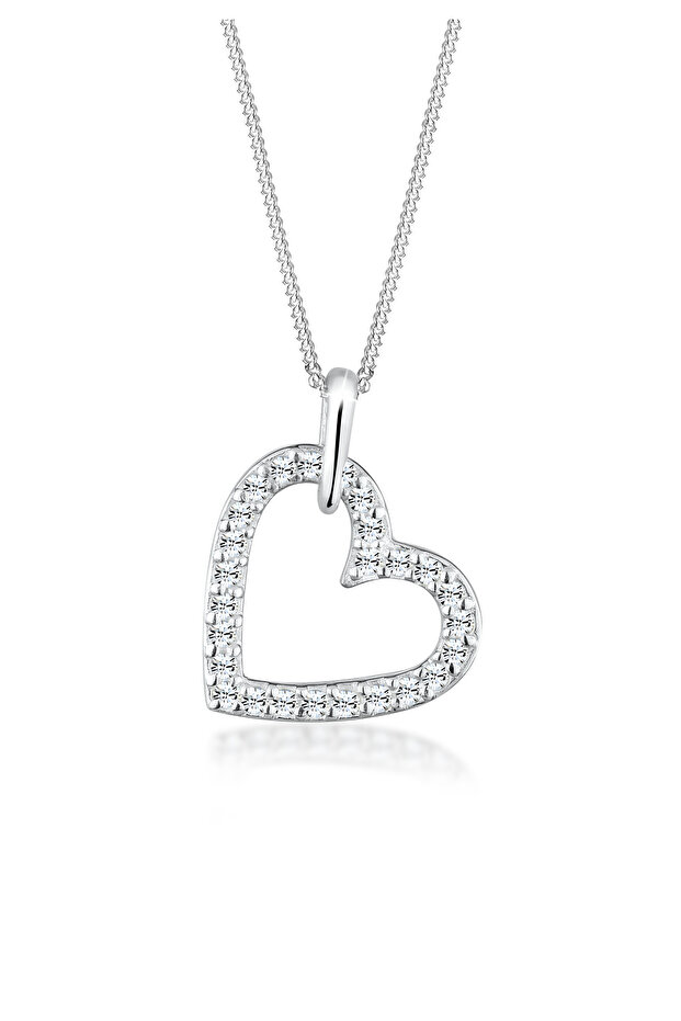 Dámský náhrdelník se srdíčkem a přívěskem s krystaly ze sterlingového stříbra 925 - 1