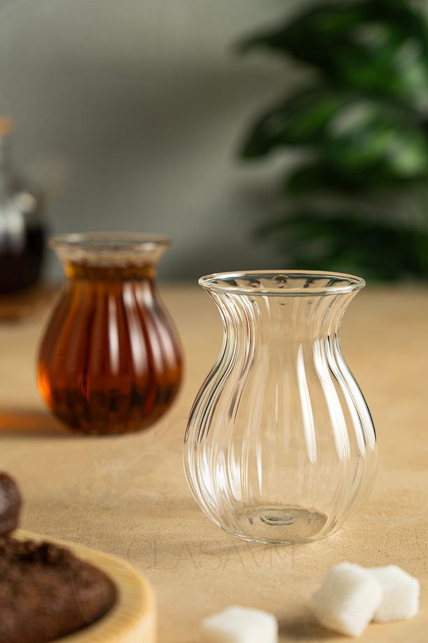 6 Kişilik Borosilikat Desenli Çay Bardağı | 6 Parça 210 ml Çay Bardağı Seti - 3