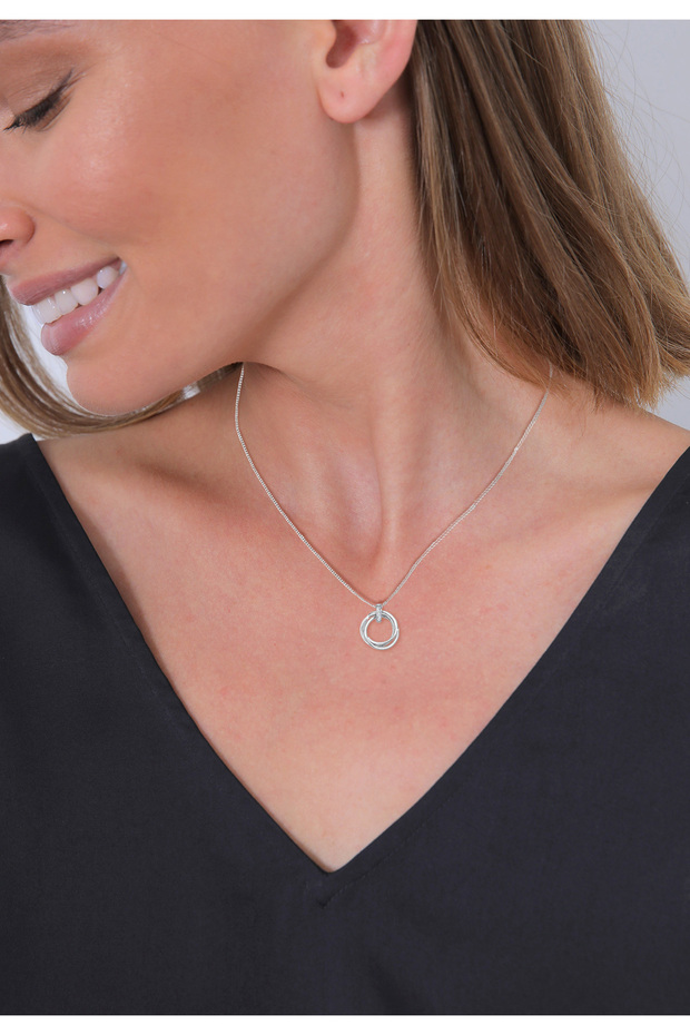 Dámský kruhový přívěsek s trojitým diamantem (0,025 ct.) ze sterlingového stříbra 925 - 5