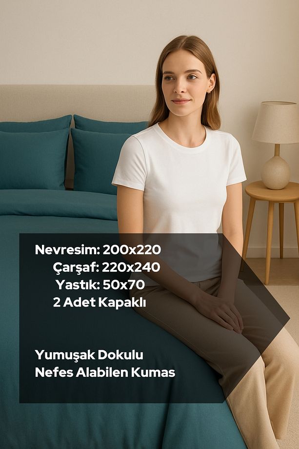 Pamuklu Saten Çift Kişilik Çarşaflı Nevresim Takımı Yumuşak Dokulu - 5