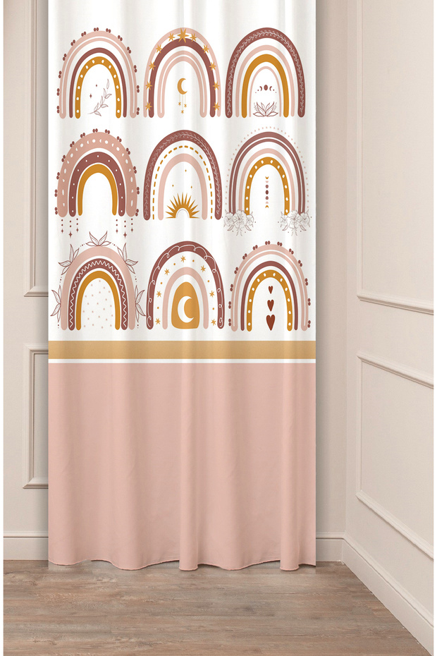 Special Design Rainbow Star Cloud Patterned Digital Printed (Single Wing) Children's Room Bohemian Background Curtain
